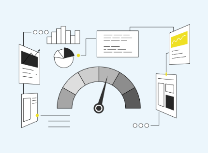 An Animated Presentation of Bar Graph, Pie Graph, and Website Page Connected to one another.