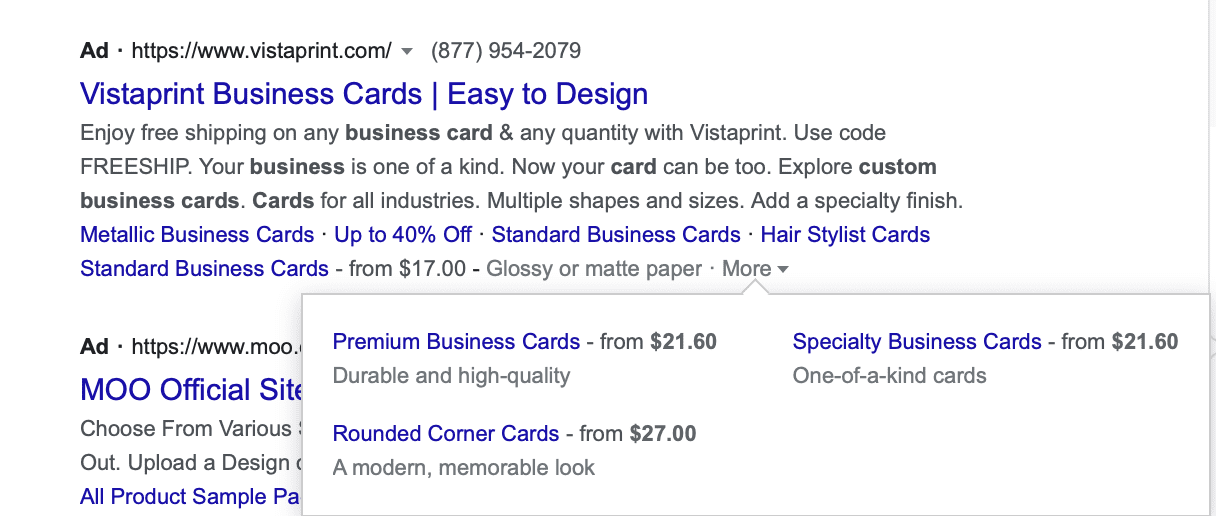 Google ads price extensions