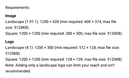 google responsive display ad size requirements