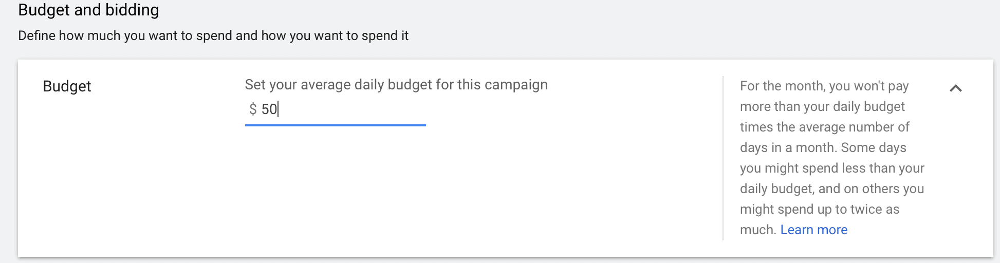 Google Ads budget in campaign manager