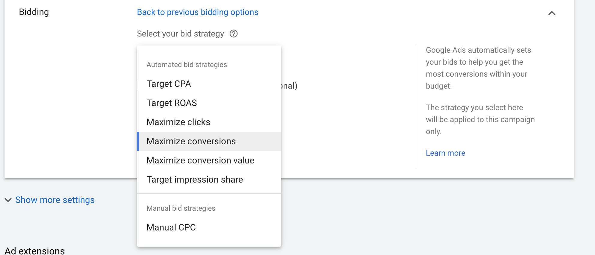 Google Ads bidding strategies