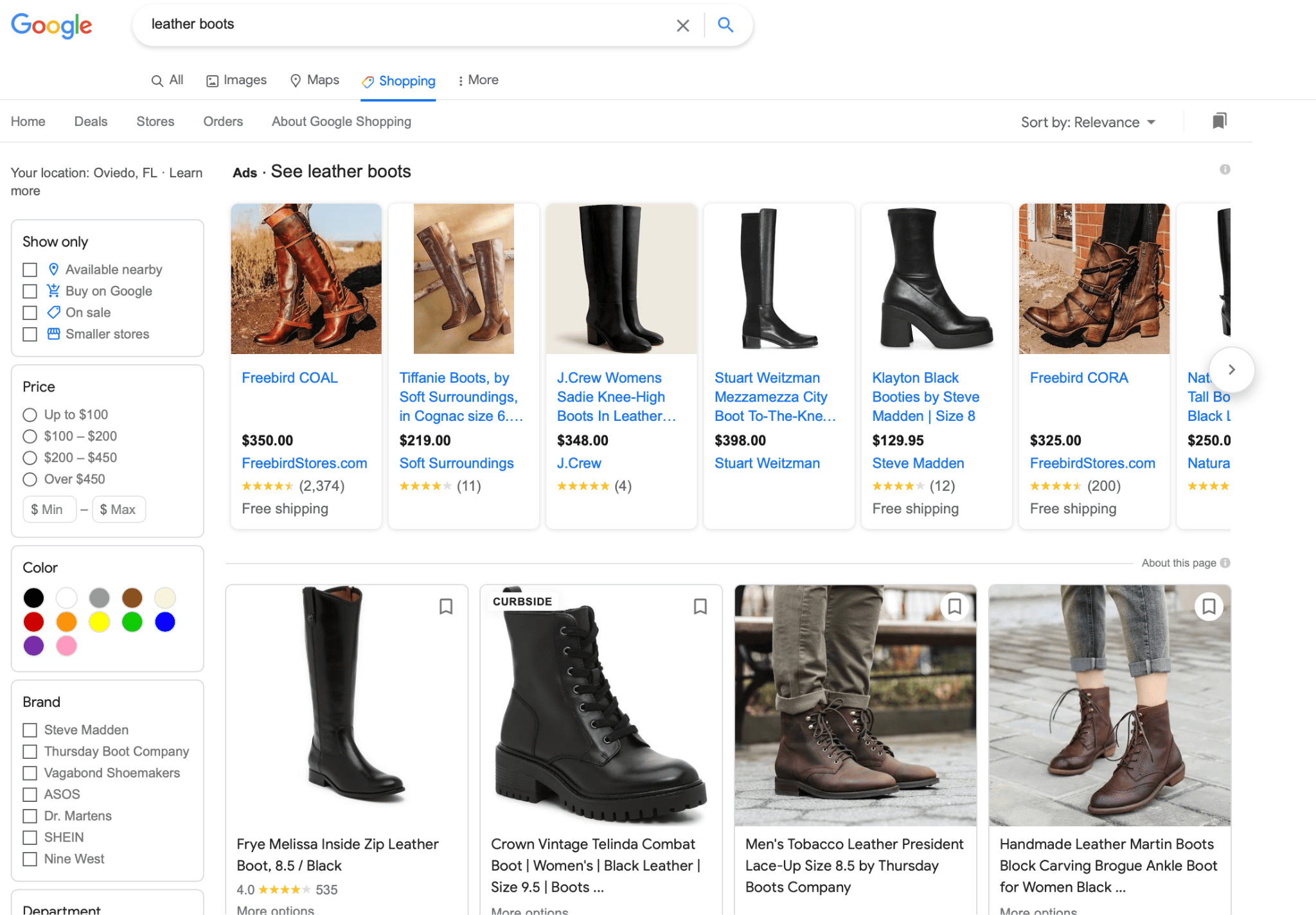 google shopping ads in shopping tab
