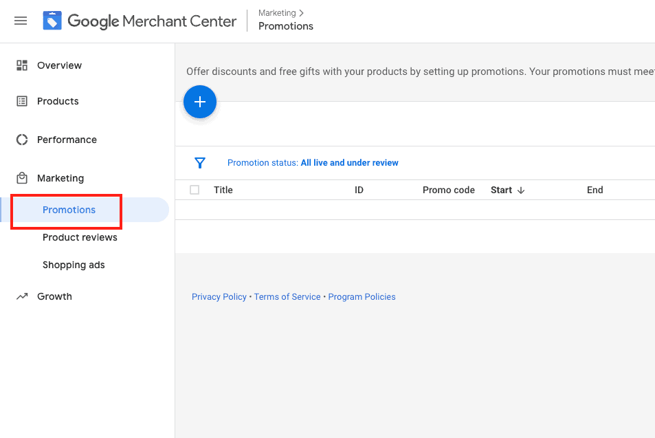 promotions tab google merchant center