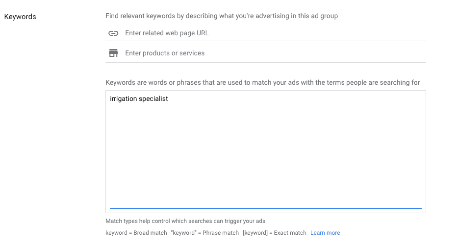 broad match keyword match type