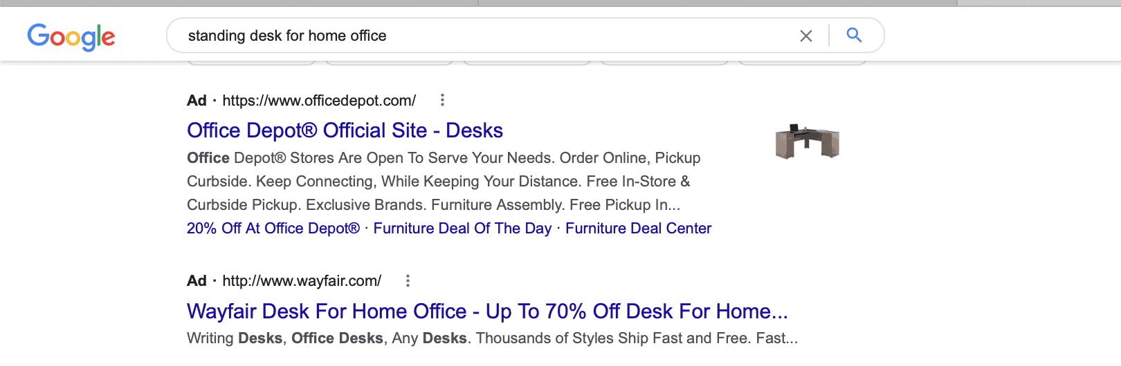 google ads for standing desks for home office