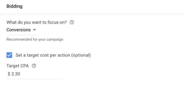 google ads bidding options settings