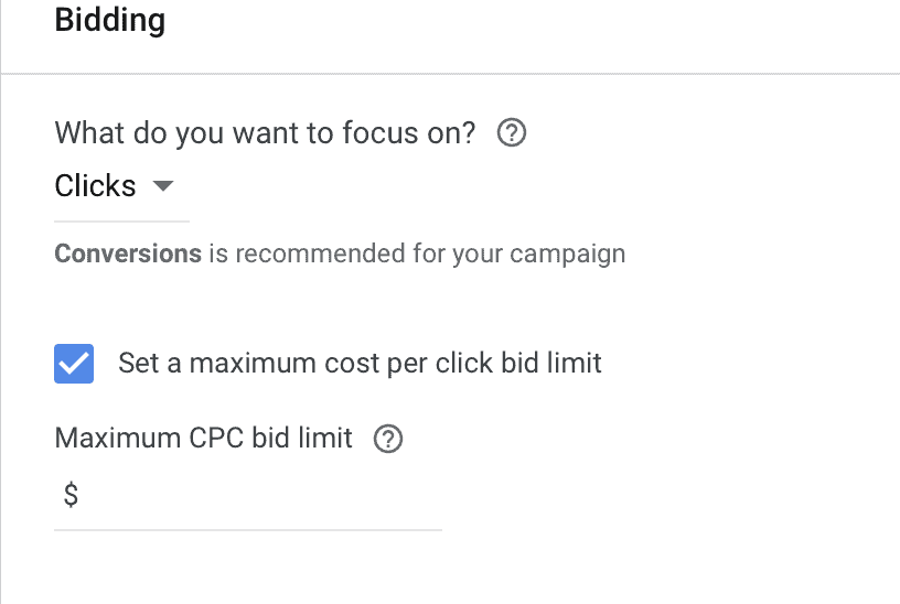 bidding settings in google ads