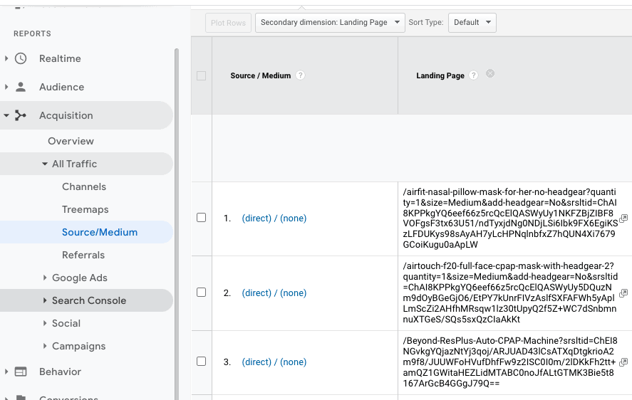 free listings data in google analytics