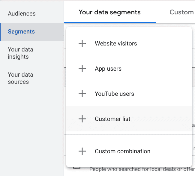 customer list setting your data segments