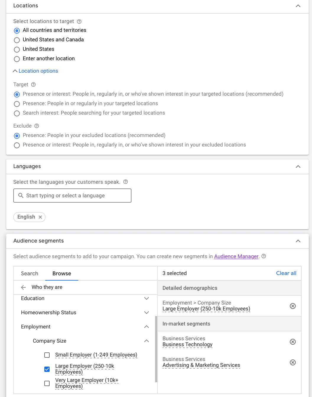 audience settings in google ads
