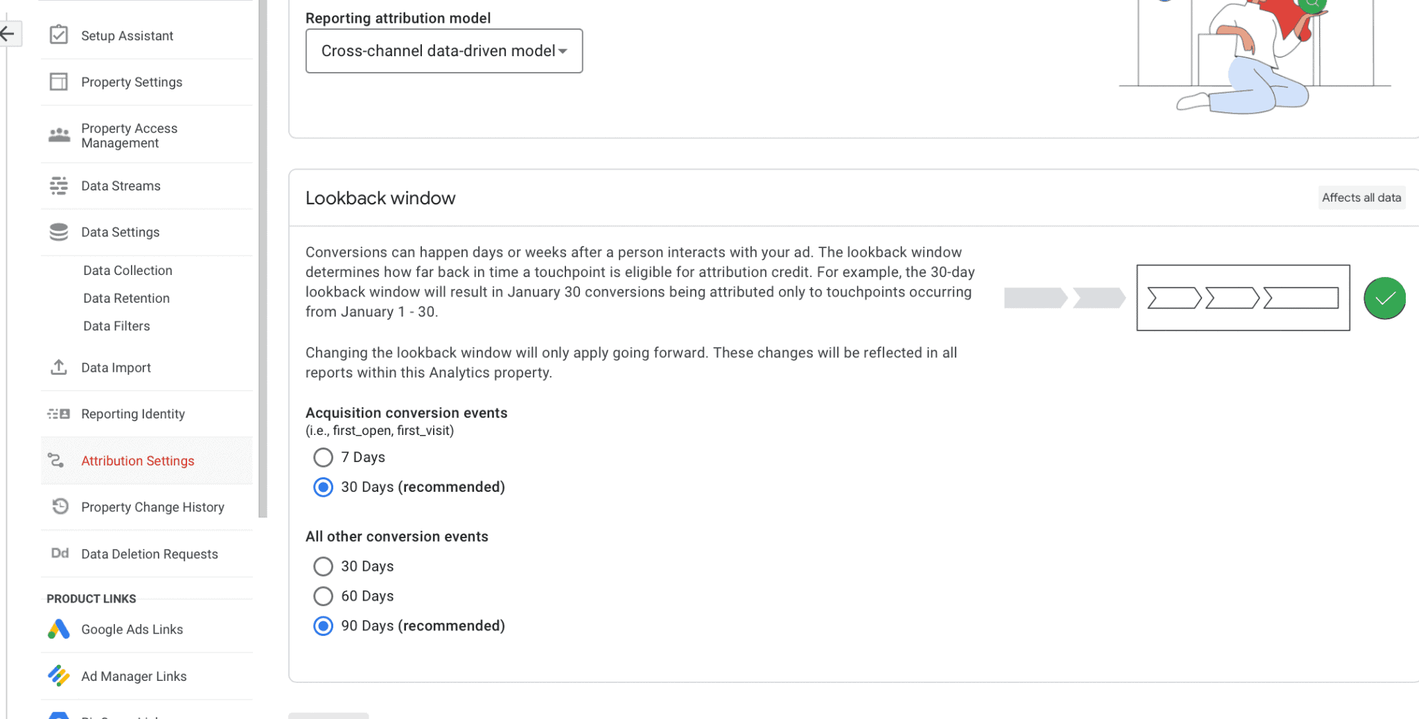 ga4 attribution settings