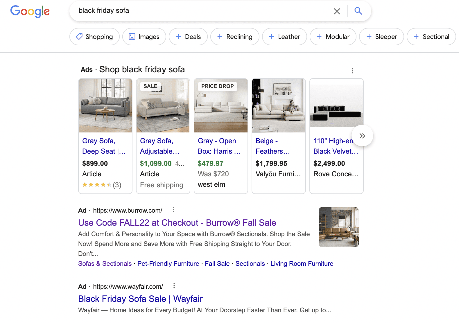 black friday sofa google search