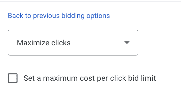 Google Ads bid strategy maximize clicks