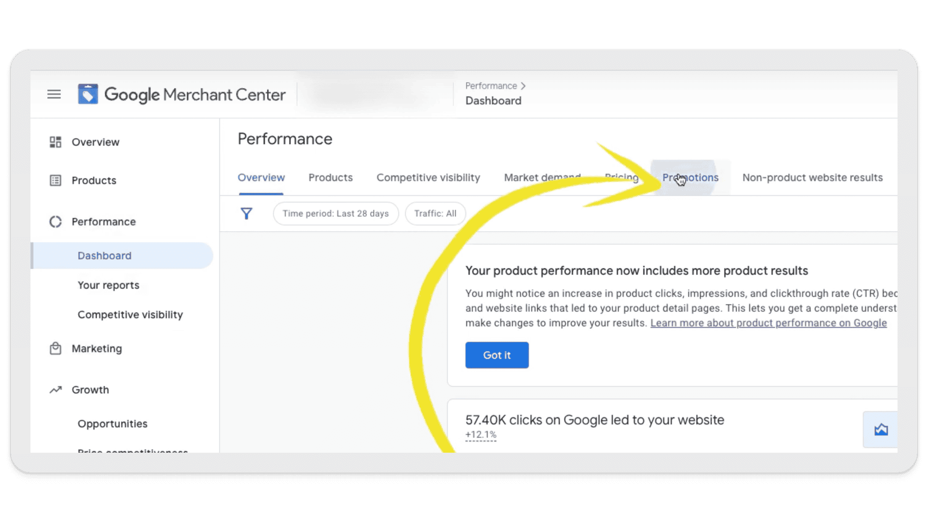 How to access the Promotions Performance report