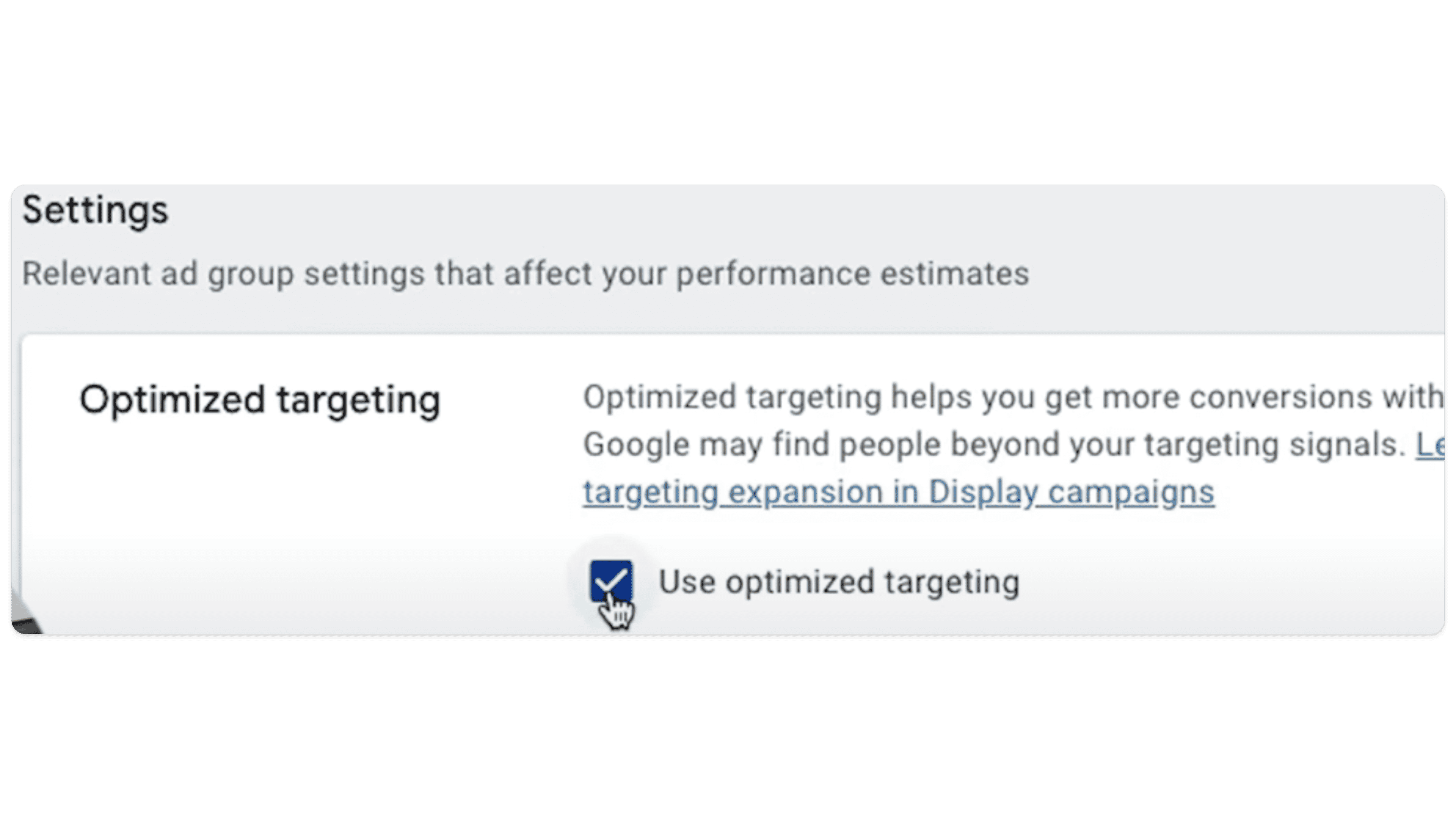 If you want to run a remarketing campaign, make sure optimized targeting is turned off